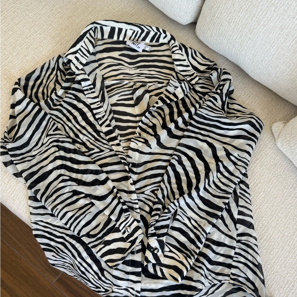 Princess Polly Zebra Print Button Down Shirt - Black and White